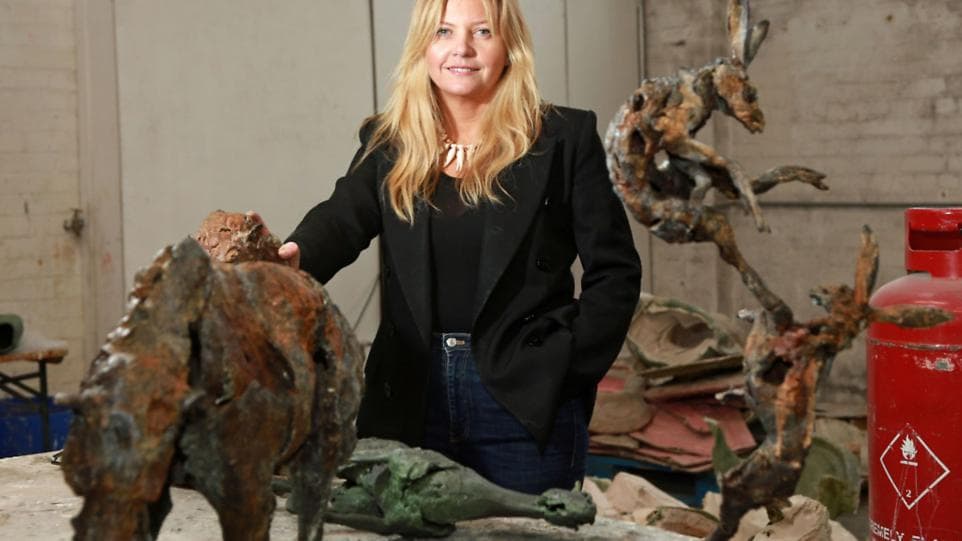 Sculptor Emma Rodgers at work